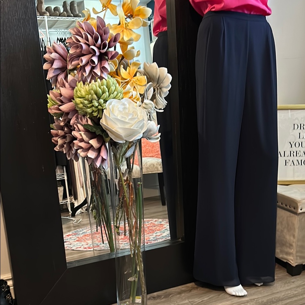 Jacques vert, Navy Blue Wide Leg pants, with flowy 
sheer material
 size 14